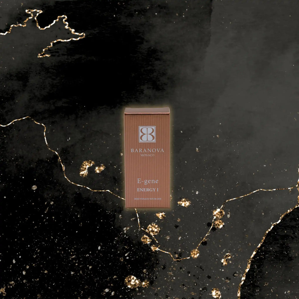 Energy 1 E-Gene box on black and gold marble